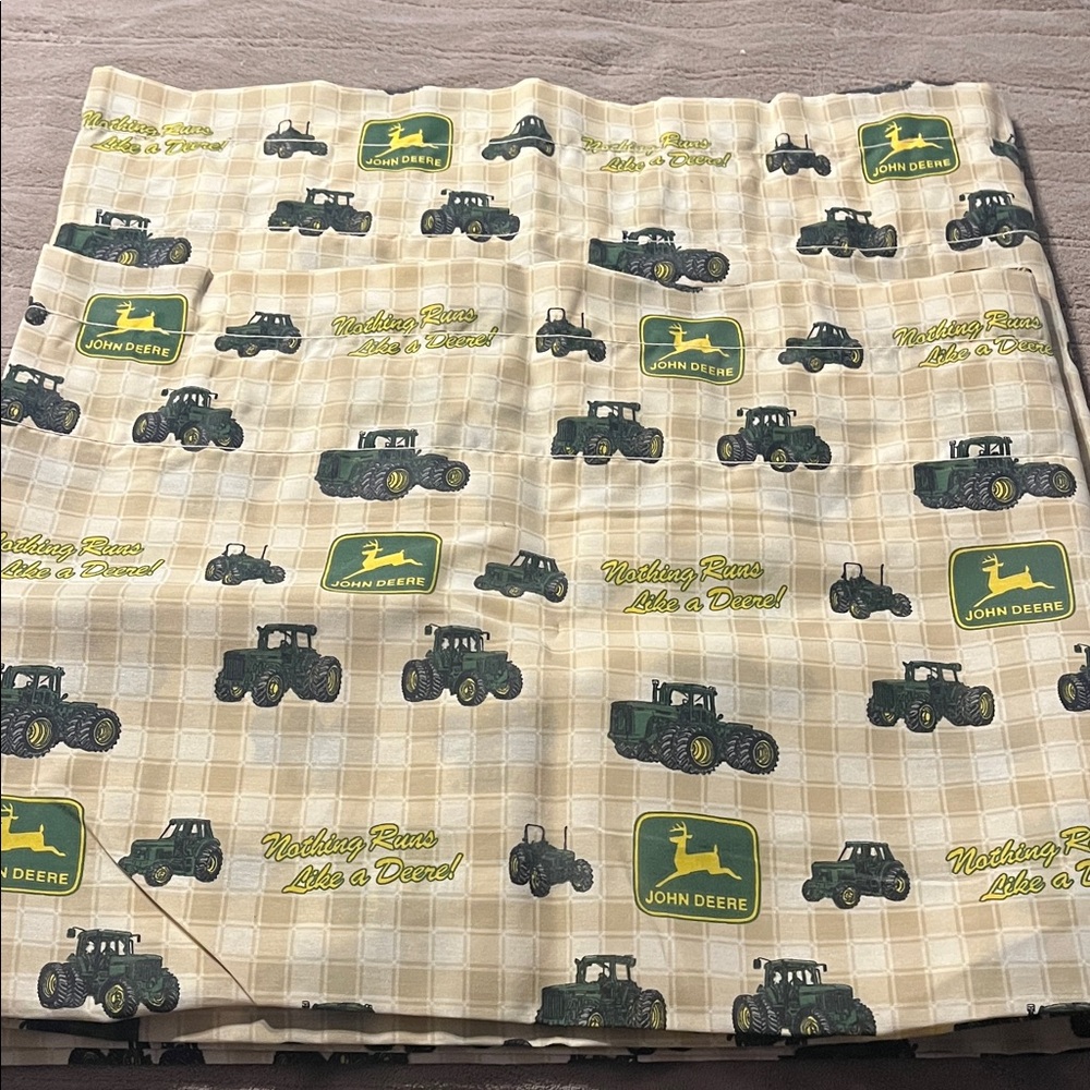Set of 2 John Deere Green and Yellow Tractor rod pocket valances